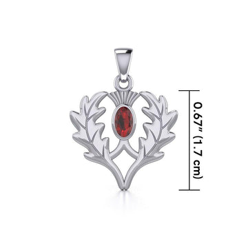 Thistle Silver Pendant with Gemstone TPD5295 - Jewelry
